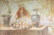 unknow artist Still life wall Painting from the House of Julia Felix Pompeii thrusches eggs and domestic utensils China oil painting reproduction